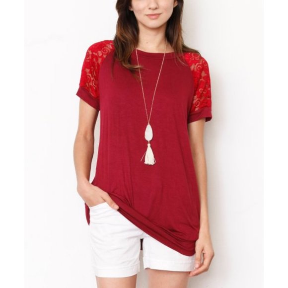 Red Lace-Sleeve Tunic - Picture 1 of 1